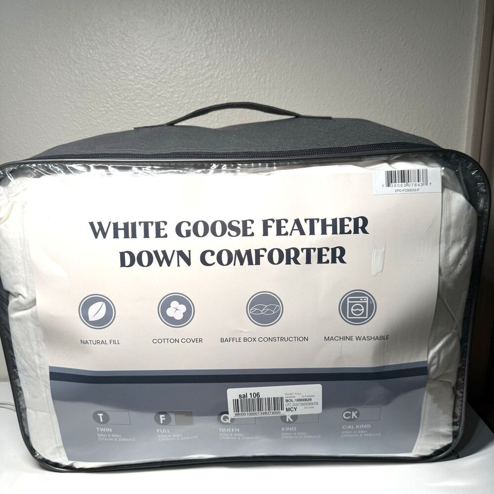 Puredown All Season White Goose Down Comforter 500 TC Cotton Baffle Box Duvet In
